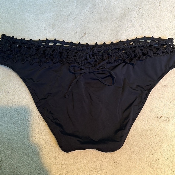 Ale by Alessandra Free Spirit Crochet-Trim Bikini Bottom in Black - Picture 5 of 6